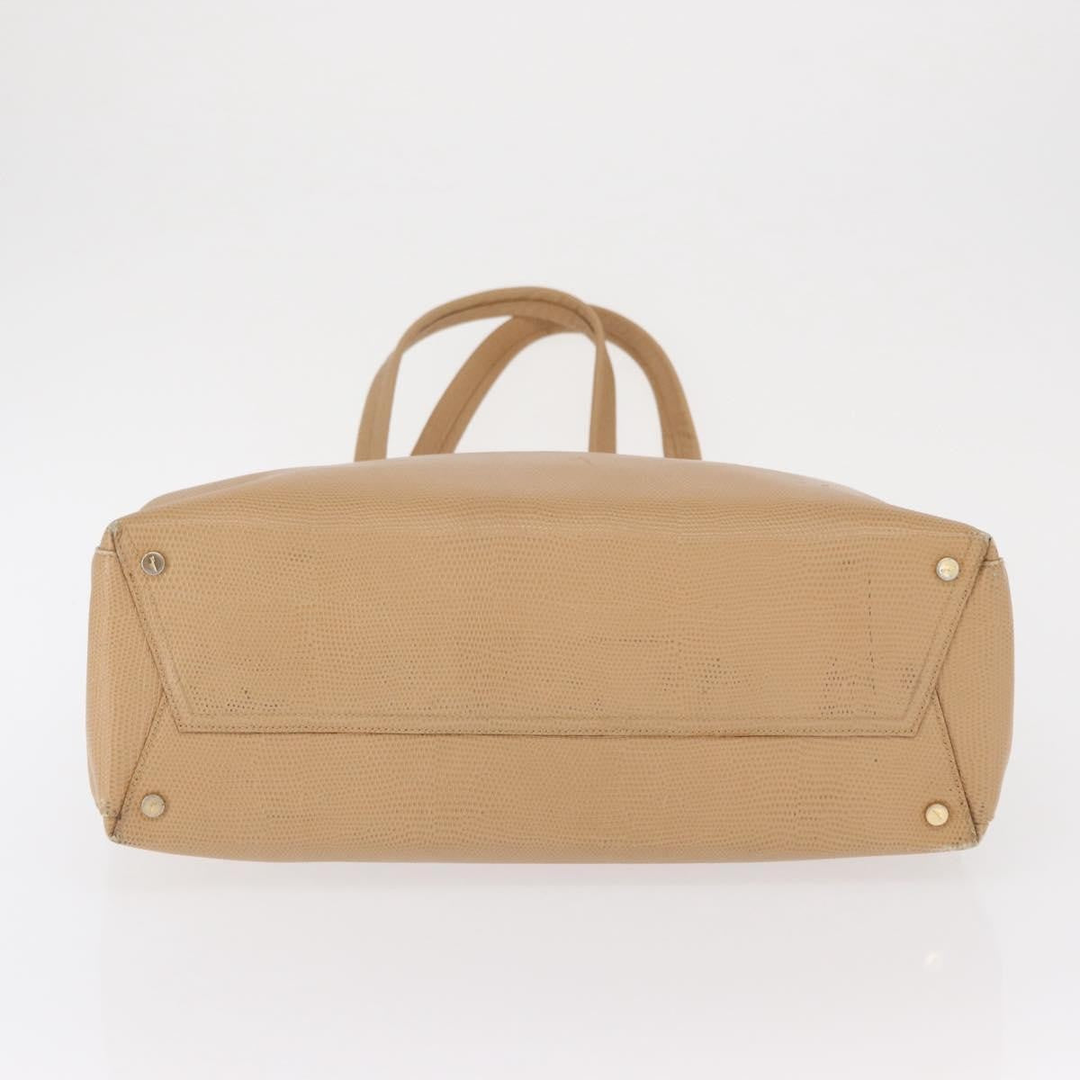 Salvatore Ferragamo Vala Tote Leather Beige Leather Tote Bag Bag (Pre-Owned)