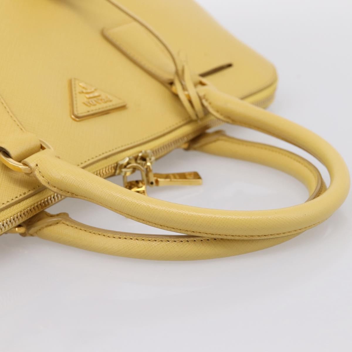 Prada Promenade Saffiano Leather Yellow Leather Handbag (Pre-Owned)