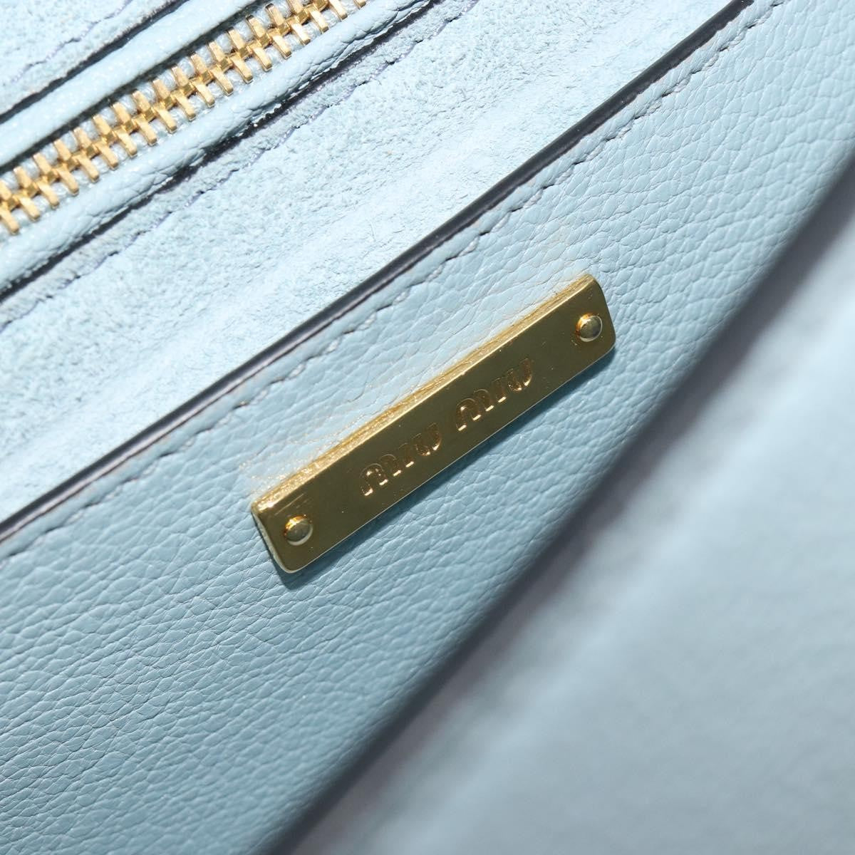 Miu Miu Madras Crystal Buckle Leather Blue Leather Shoulder Bag Bag (Pre-Owned)