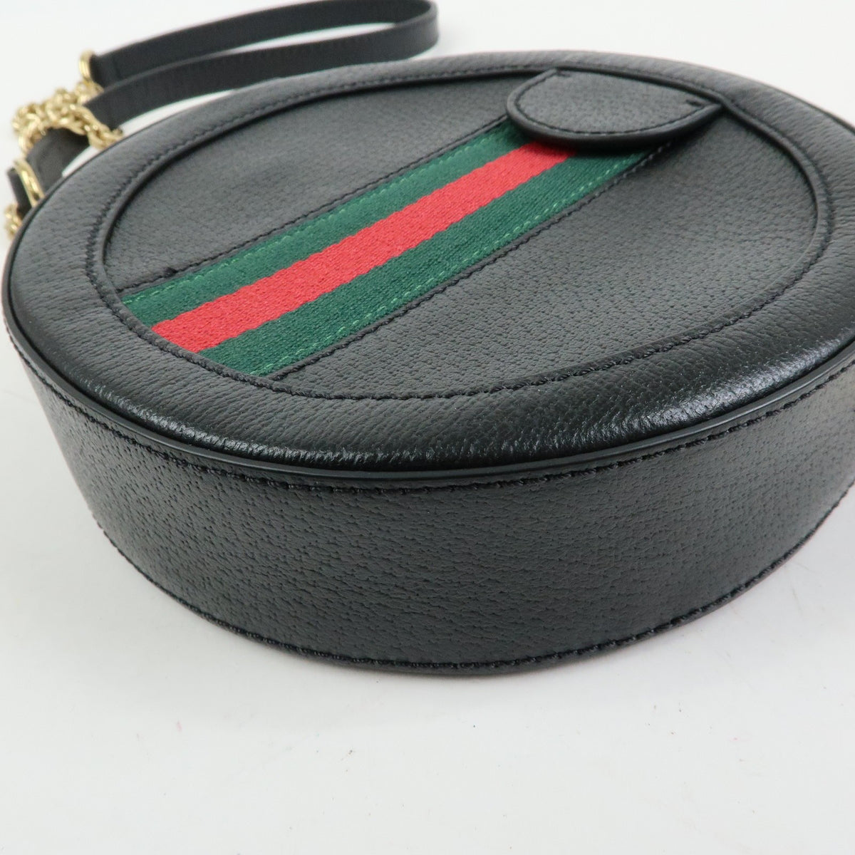 Gucci Ophidia Round Leather Black Leather Shoulder Bag Bag (Pre-Owned)