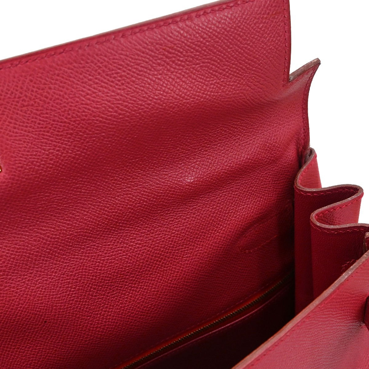 Hermes Kelly Red Courchevel With Gold Hardware Red Calfskin Handbag (Pre-Owned)