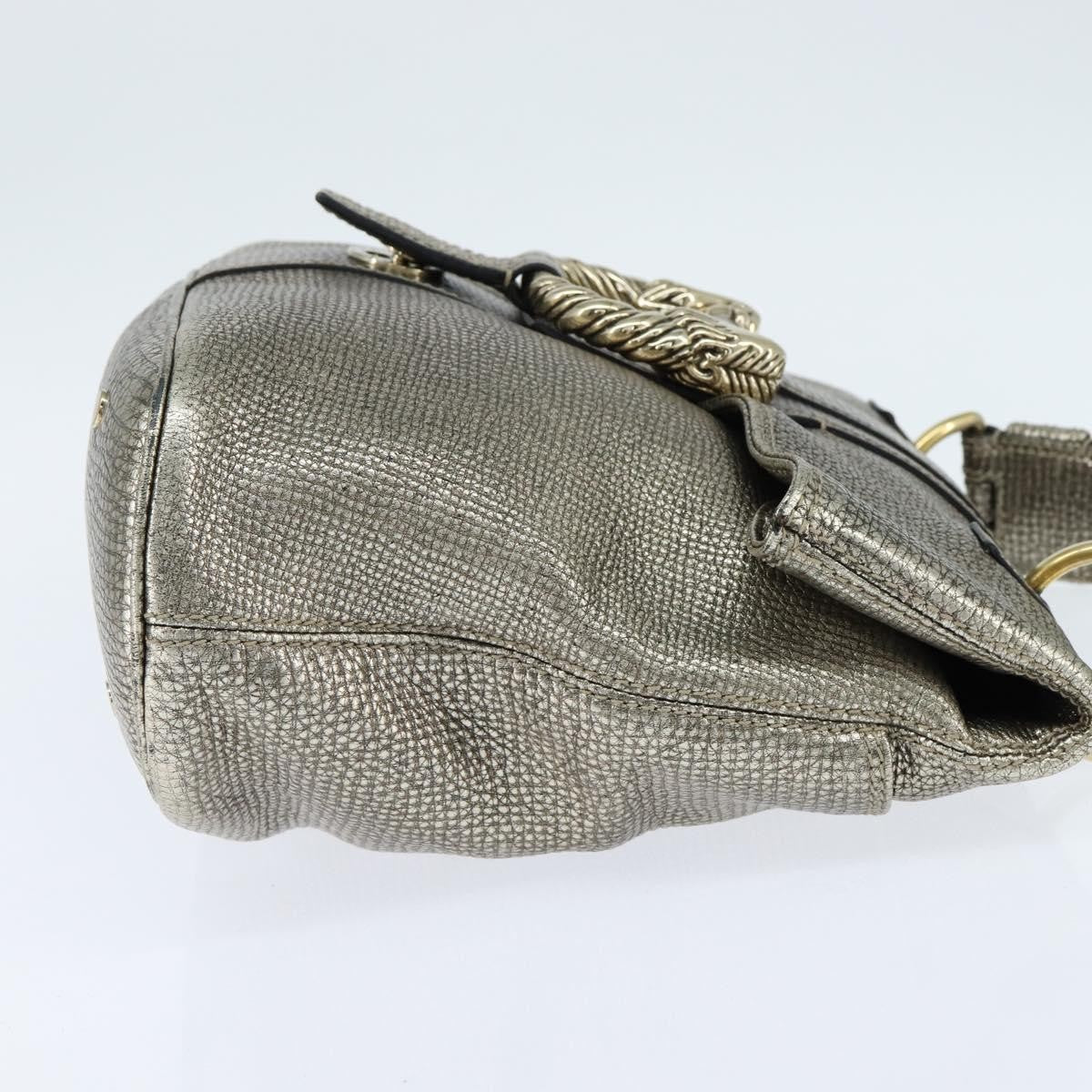Bvlgari Leoni Top Handle Leather Silver Leather Handbag (Pre-Owned)