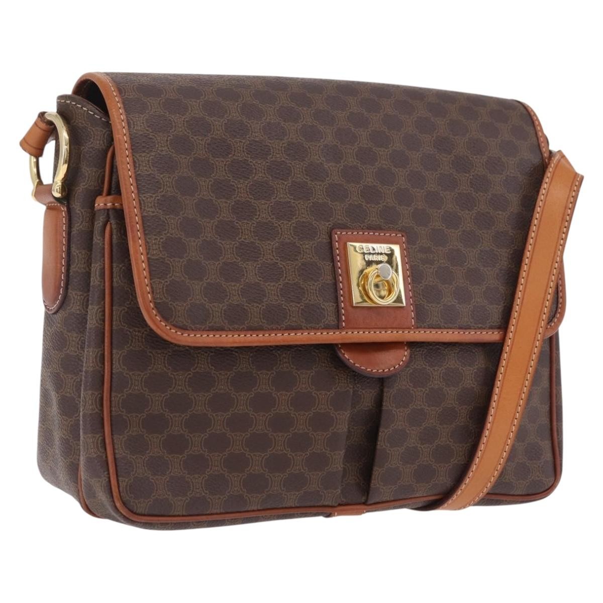Celine Macadam Shoulder Canvas Brown Canvas Crossbody Bag Bag (Pre-Owned)