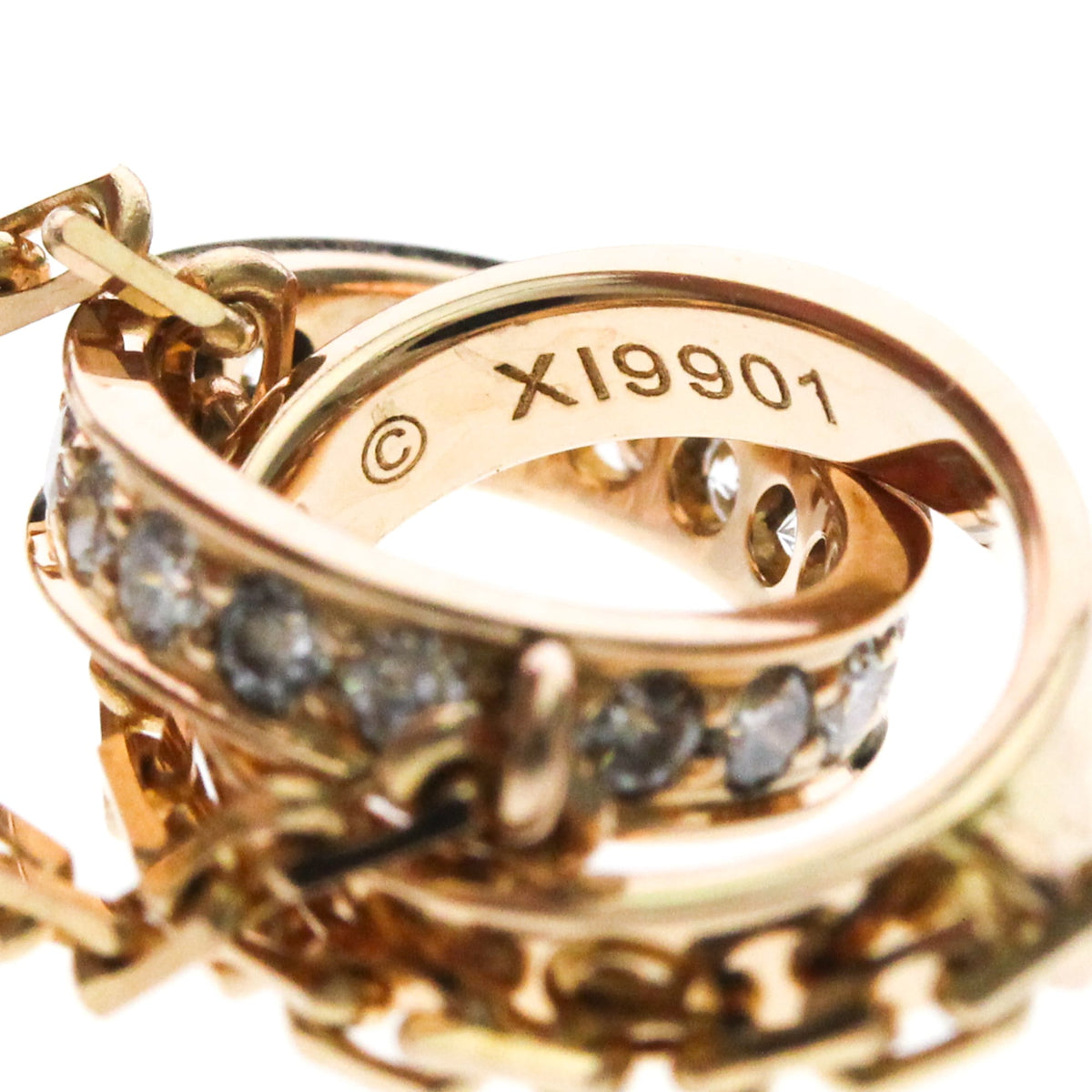 Cartier Love Interlocking 18K Rose Gold With Diamonds Gold Pink_Gold Necklace Jewelry (Pre-Owned)
