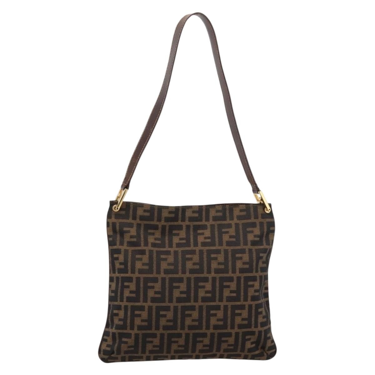 Fendi Shoulder Bag Zucca Brown Canvas Shoulder Bag Bag (Pre-Owned)