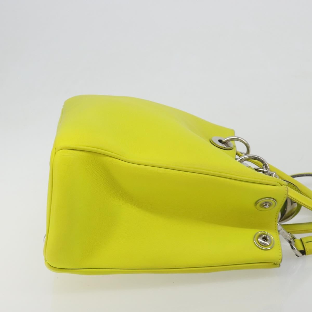Christian Dior Diorissimo Tote Smooth Calfskin Yellow Leather Handbag (Pre-Owned)