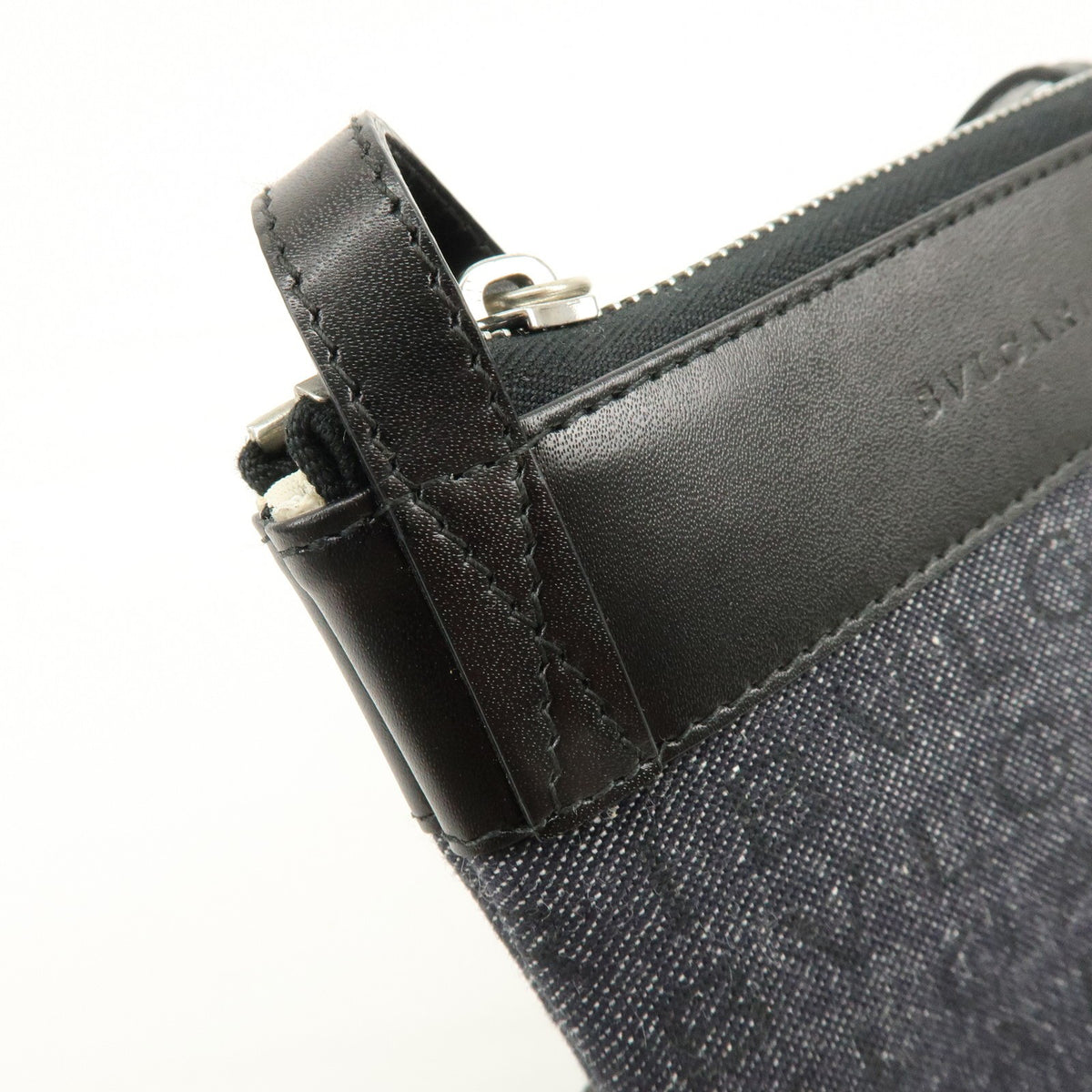 Bvlgari Logomania Canvas With Leather Black Denim_Jeans Shoulder Bag Bag (Pre-Owned)