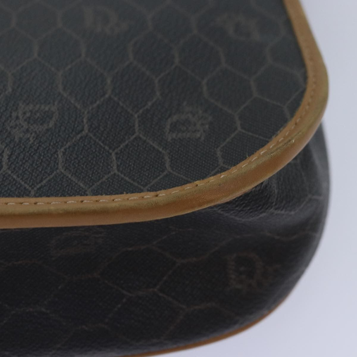 Christian Dior Vintage Honeycomb Canvas And Leather Black Canvas Shoulder Bag Bag (Pre-Owned)