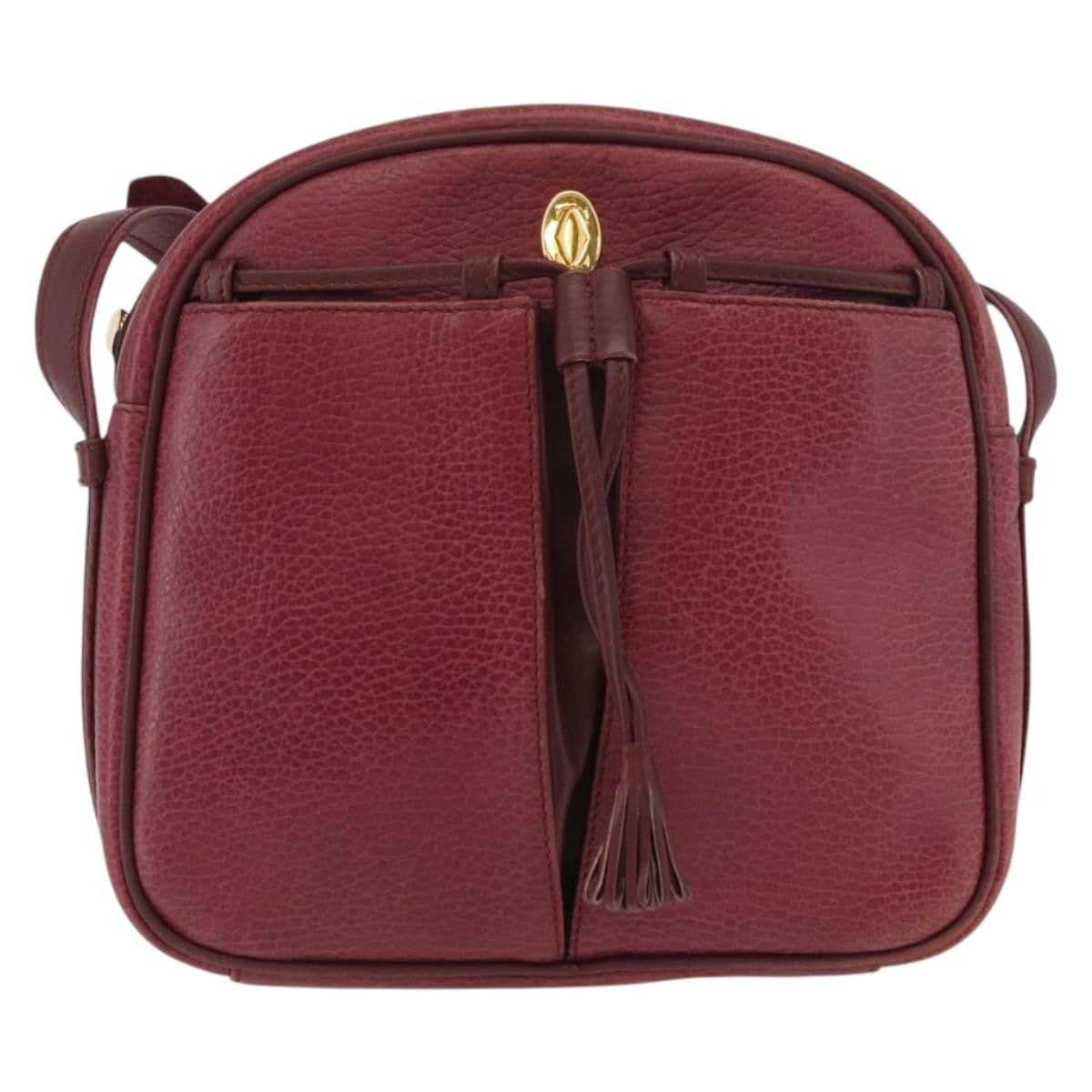 Cartier Tasseled Must De Cartier Leather Burgundy Leather Shoulder Bag Bag (Pre-Owned)