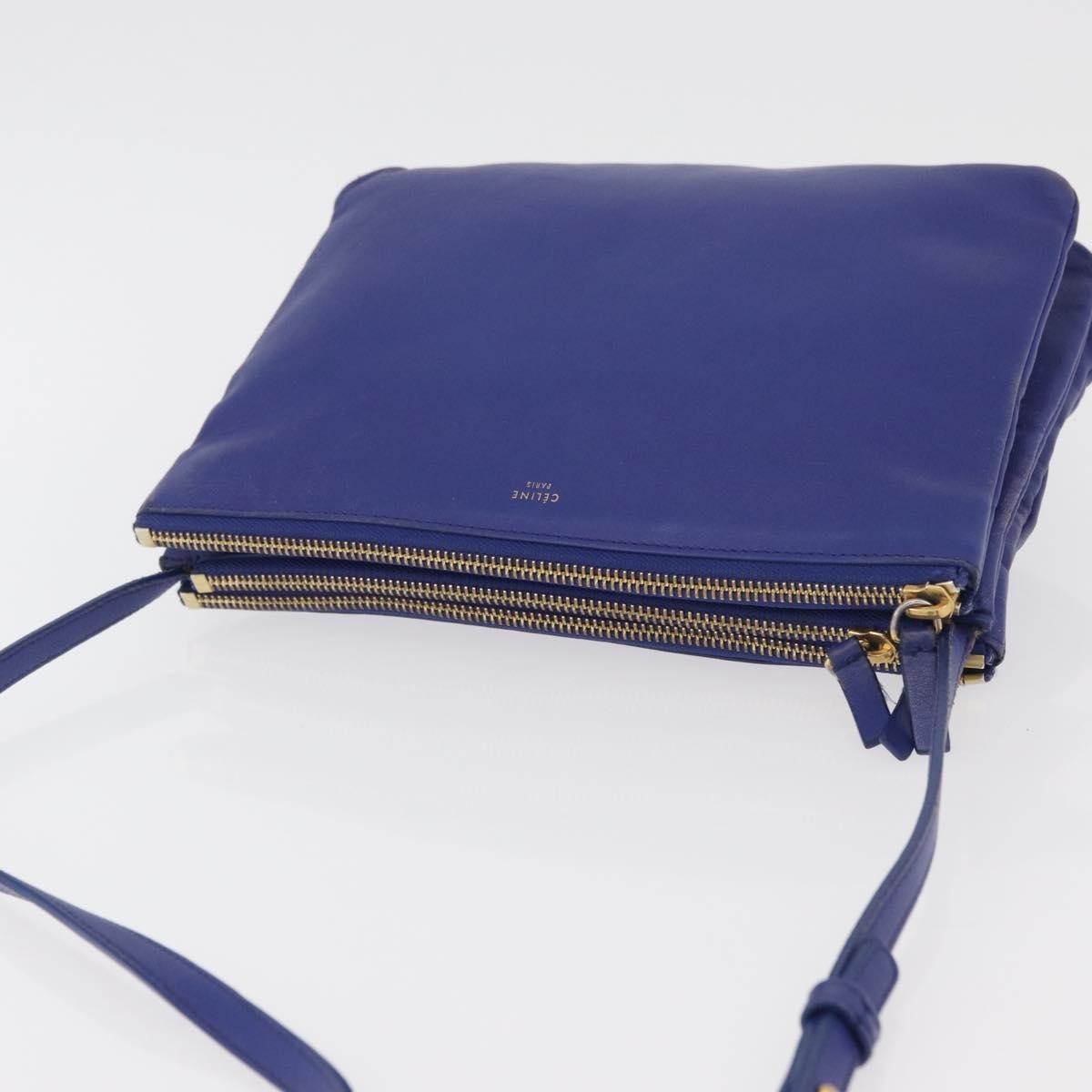 Celine Trio Leather Blue Leather Shoulder Bag Bag (Pre-Owned)