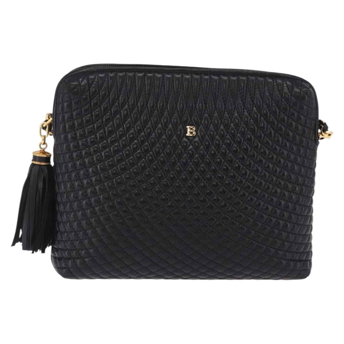 Bally Vintage Chain Quilted Leather Black Leather Shoulder Bag Bag (Pre-Owned)