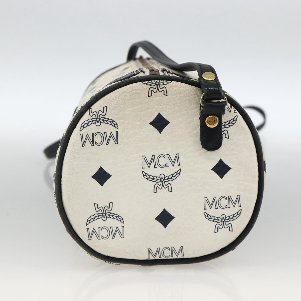 MCM Visetos Leather White Leather Shoulder Bag Bag (Pre-Owned)