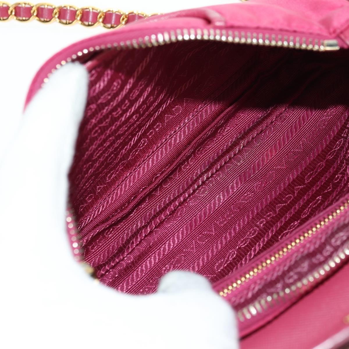 Prada Chain Tessuto And Saffiano Leather Pink Nylon Shoulder Bag Bag (Pre-Owned)