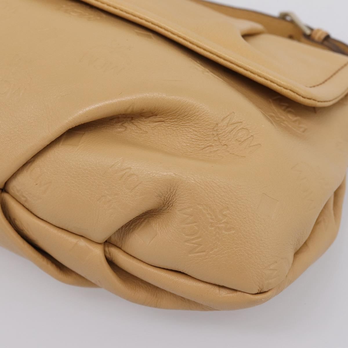 MCM Visetos Leather Beige Leather Shoulder Bag Bag (Pre-Owned)