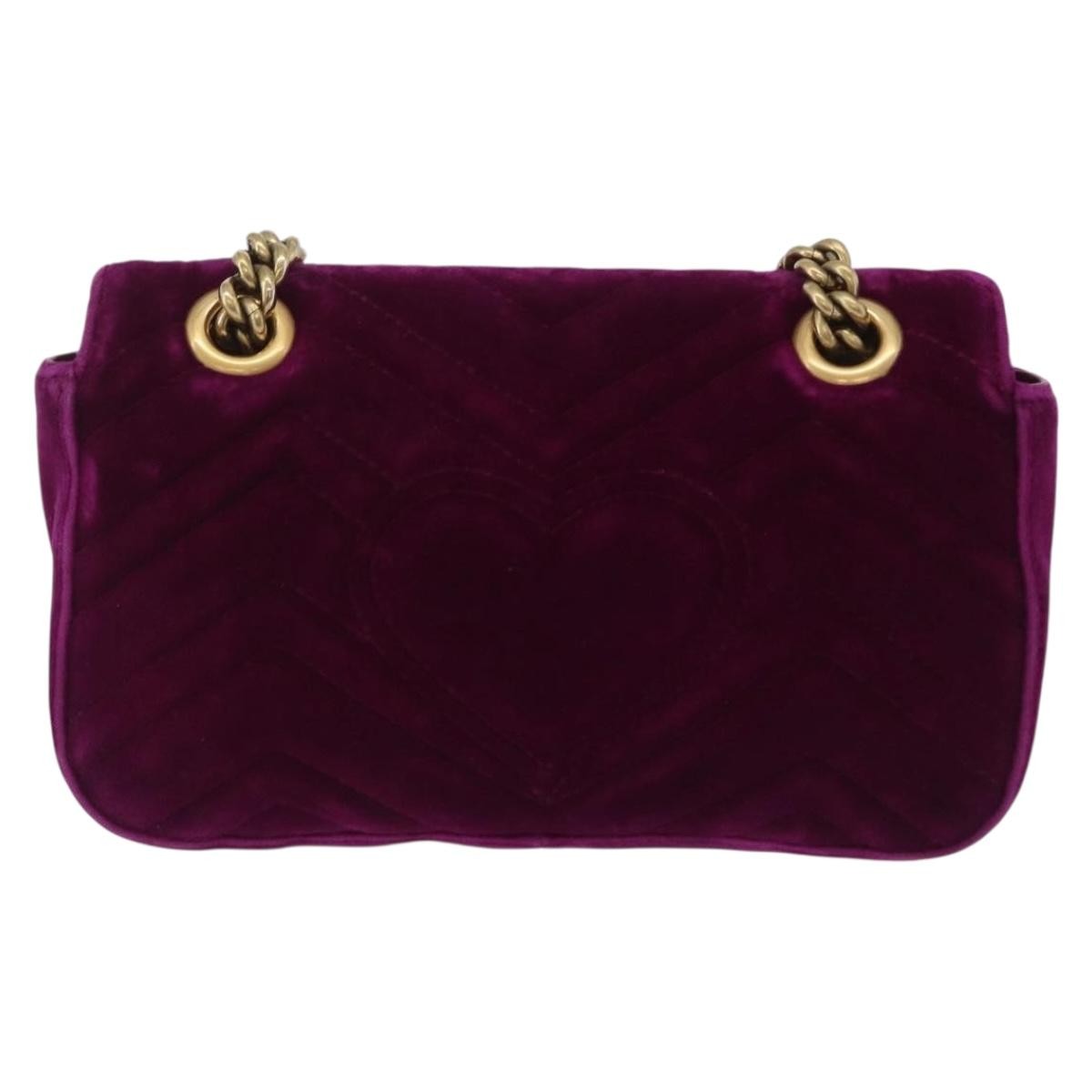 Gucci Gg Marmont Matelassé Velvet Purple Velvet Shoulder Bag Bag (Pre-Owned)
