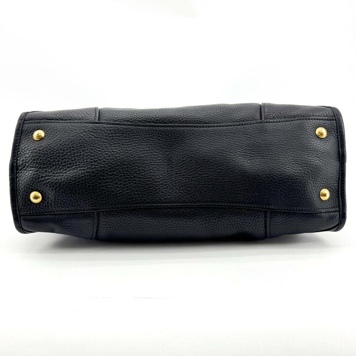Prada Front Zip Convertible Satchel Vitello Phenix Black Leather Handbag (Pre-Owned)