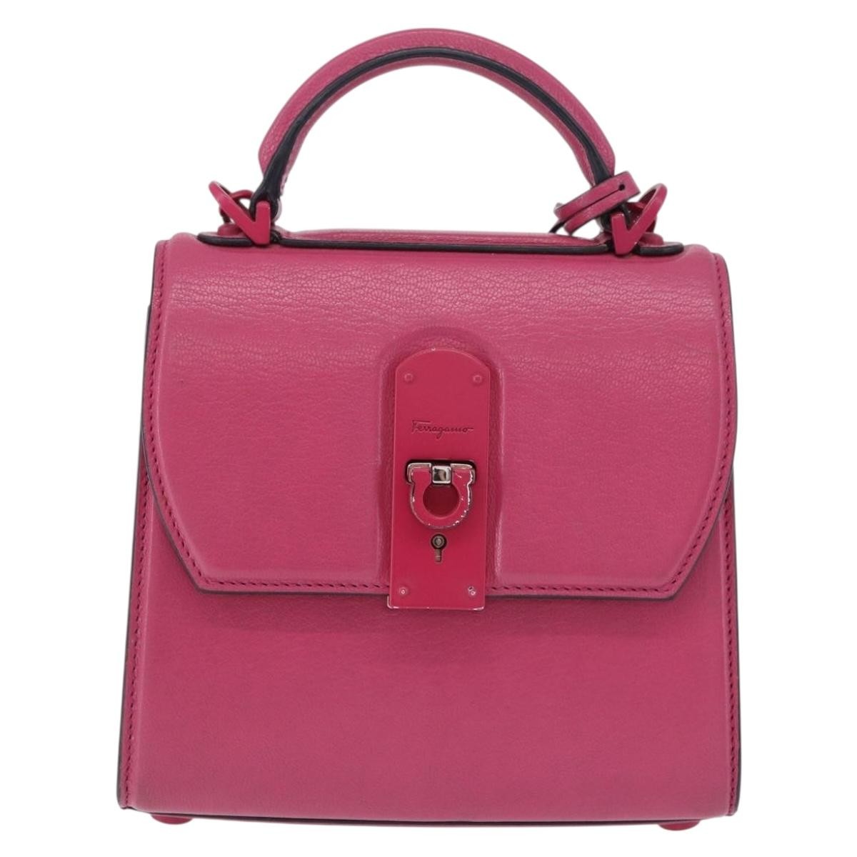 Salvatore Ferragamo Boxyz Top Handle Leather Pink Leather Handbag (Pre-Owned)