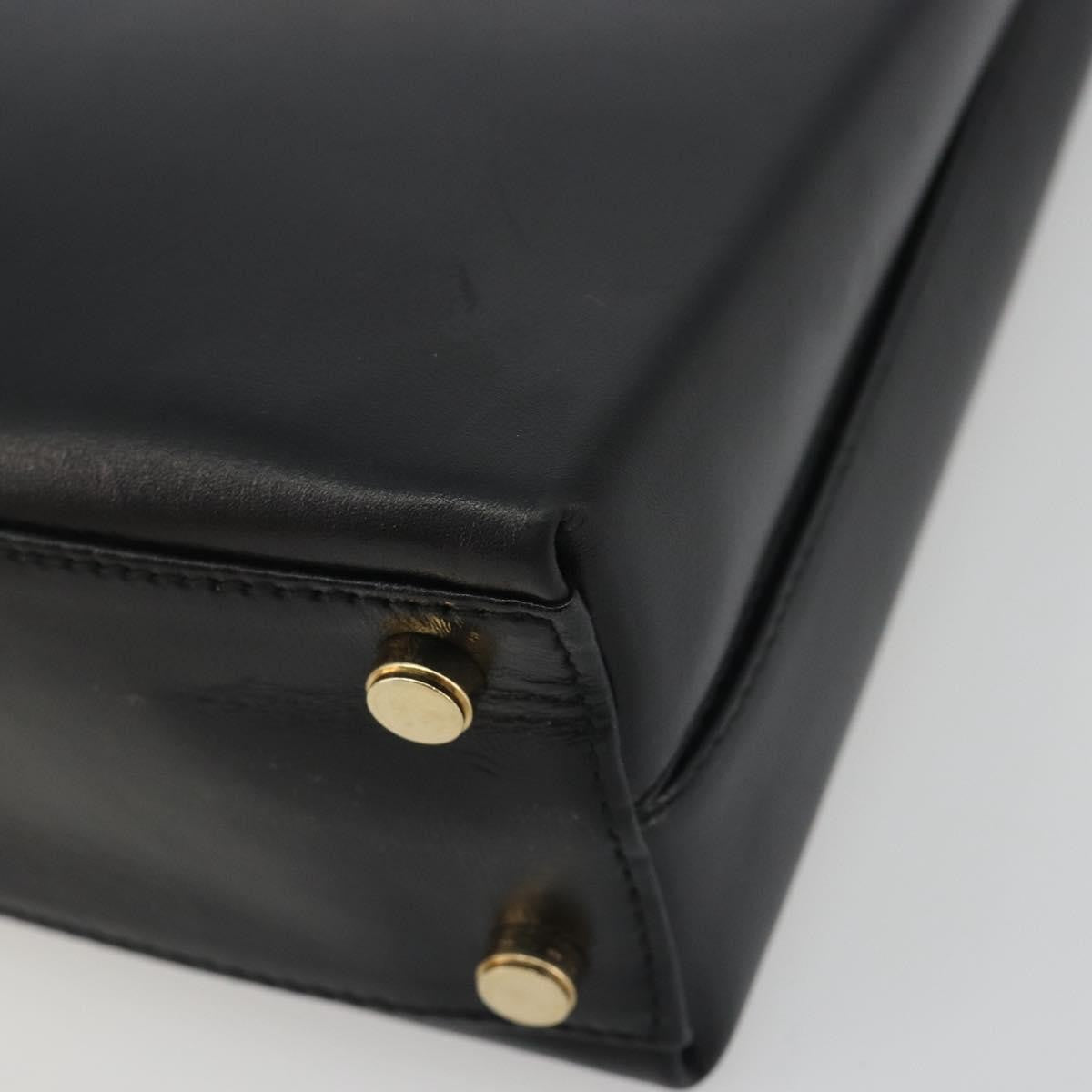 Salvatore Ferragamo Gancini Convertible Top Handle Leather Black Leather Handbag (Pre-Owned)