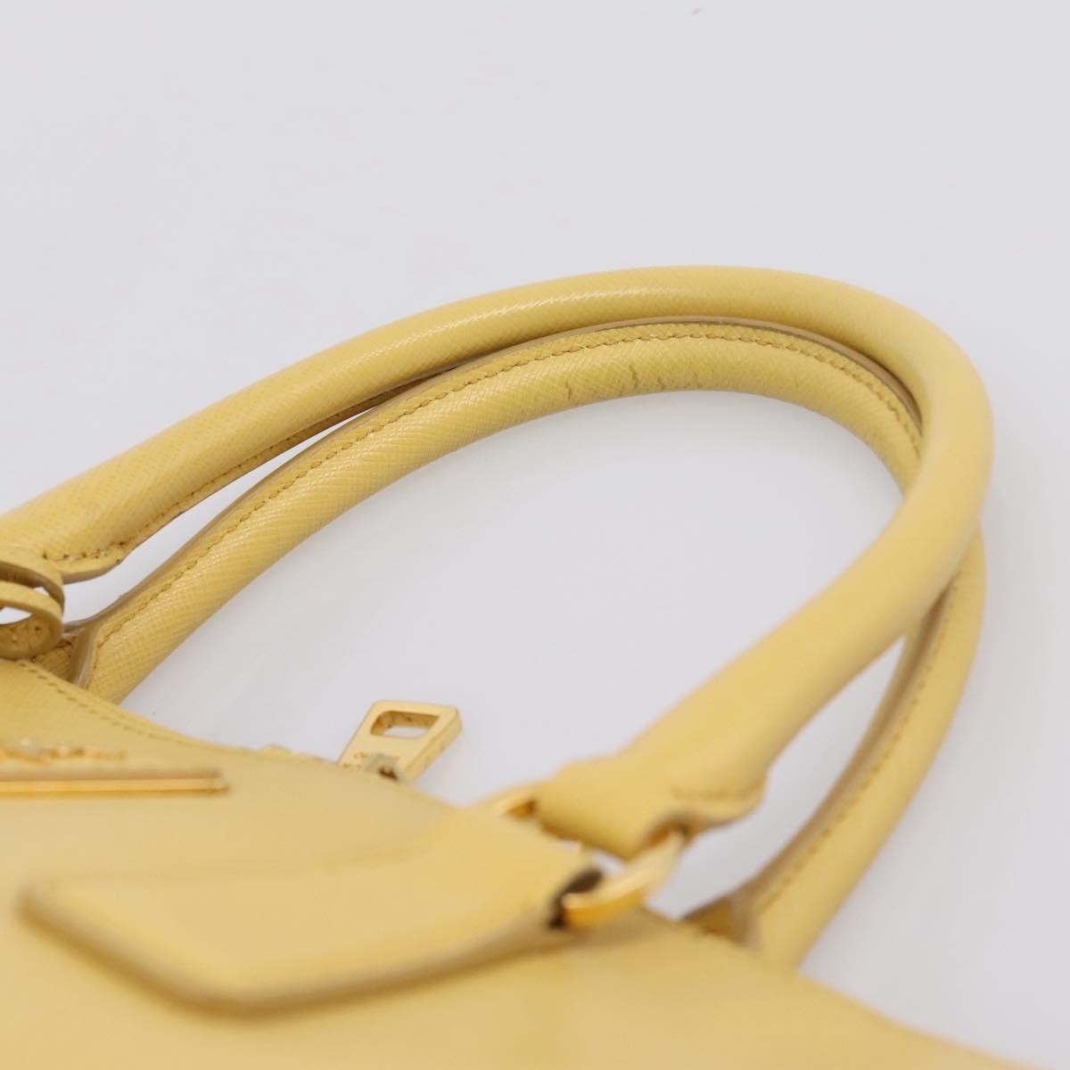 Prada Promenade Saffiano Leather Yellow Leather Handbag (Pre-Owned)