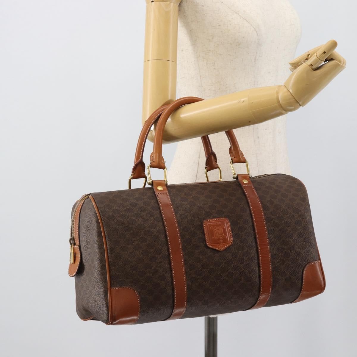 Celine Vintage Macadam Boston Canvas And Leather Brown Canvas Handbag (Pre-Owned)