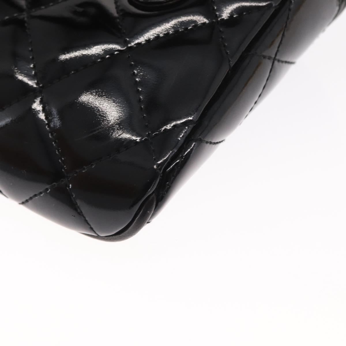 Chanel Vintage Zip Belt Quilted Lambskin Black Patent_Leather Clutche & Pouche Bag (Pre-Owned)