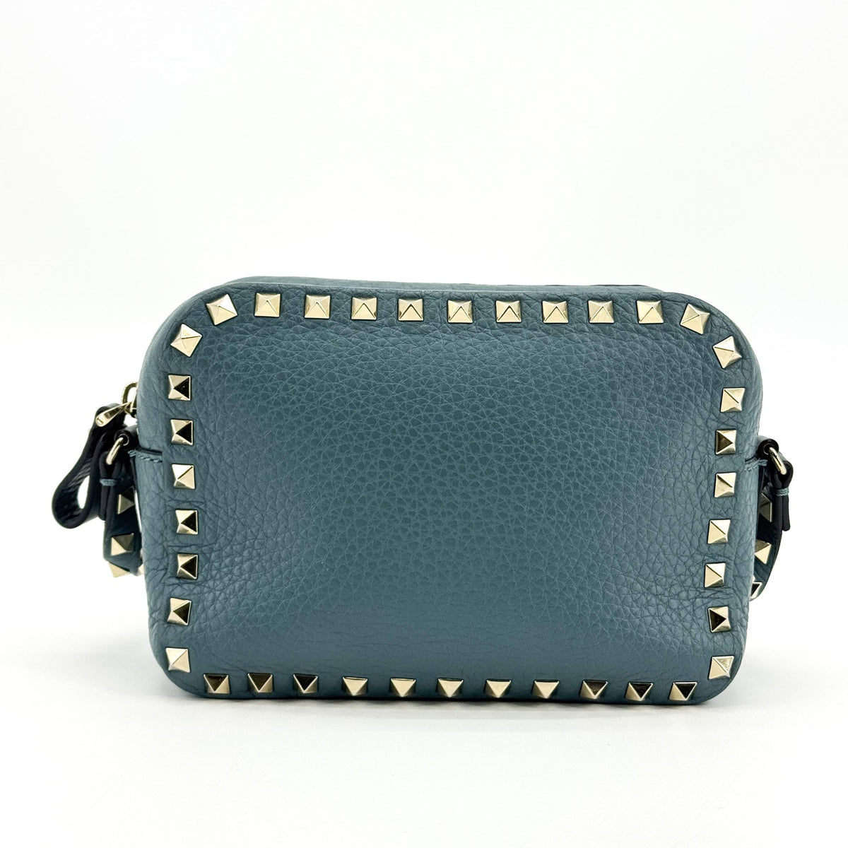 Valentino Garavani Rockstud Camera Leather Blue Leather Crossbody Bag Bag (Pre-Owned)