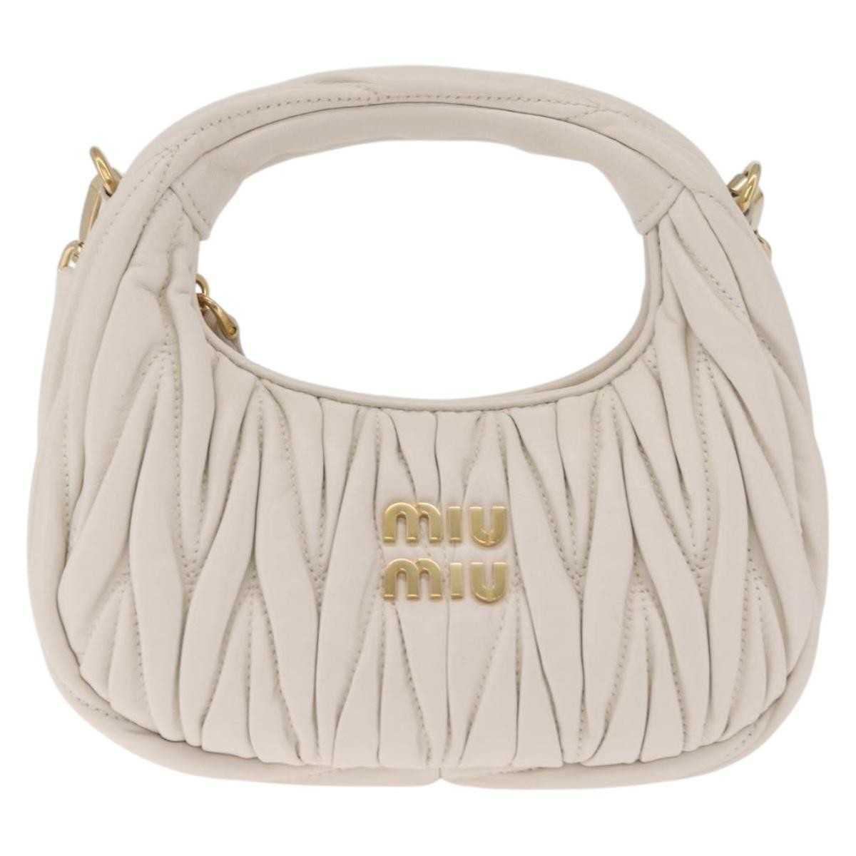 Miu Miu Wander Hobo Matelasse Leather White Leather Shoulder Bag Bag (Pre-Owned)