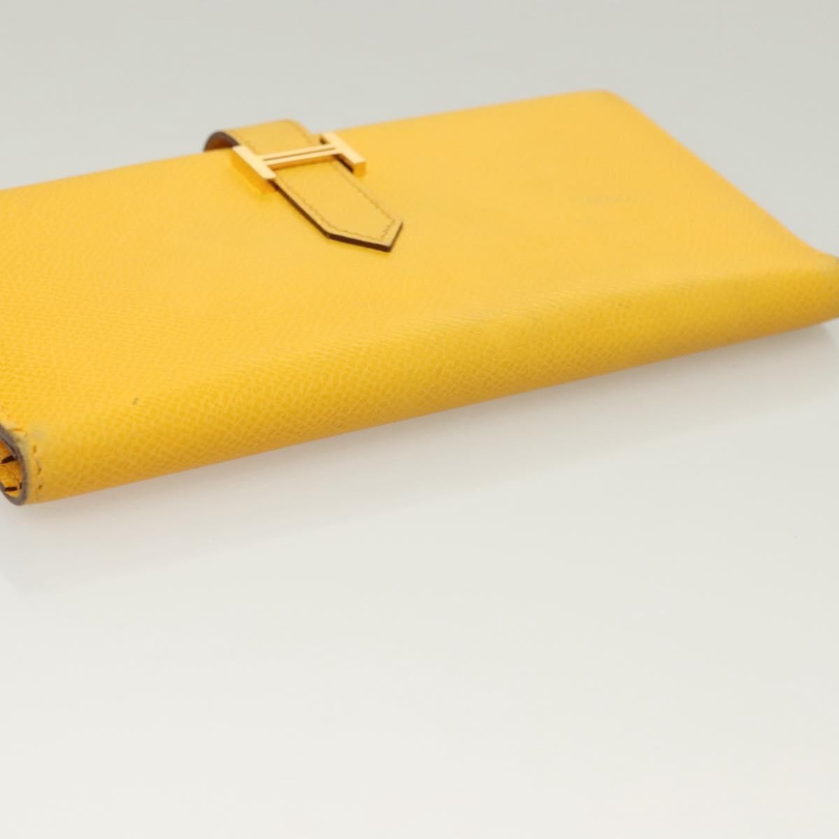 Hermes Bearn Epsom Yellow Leather Wallets Accessory (Pre-Owned)