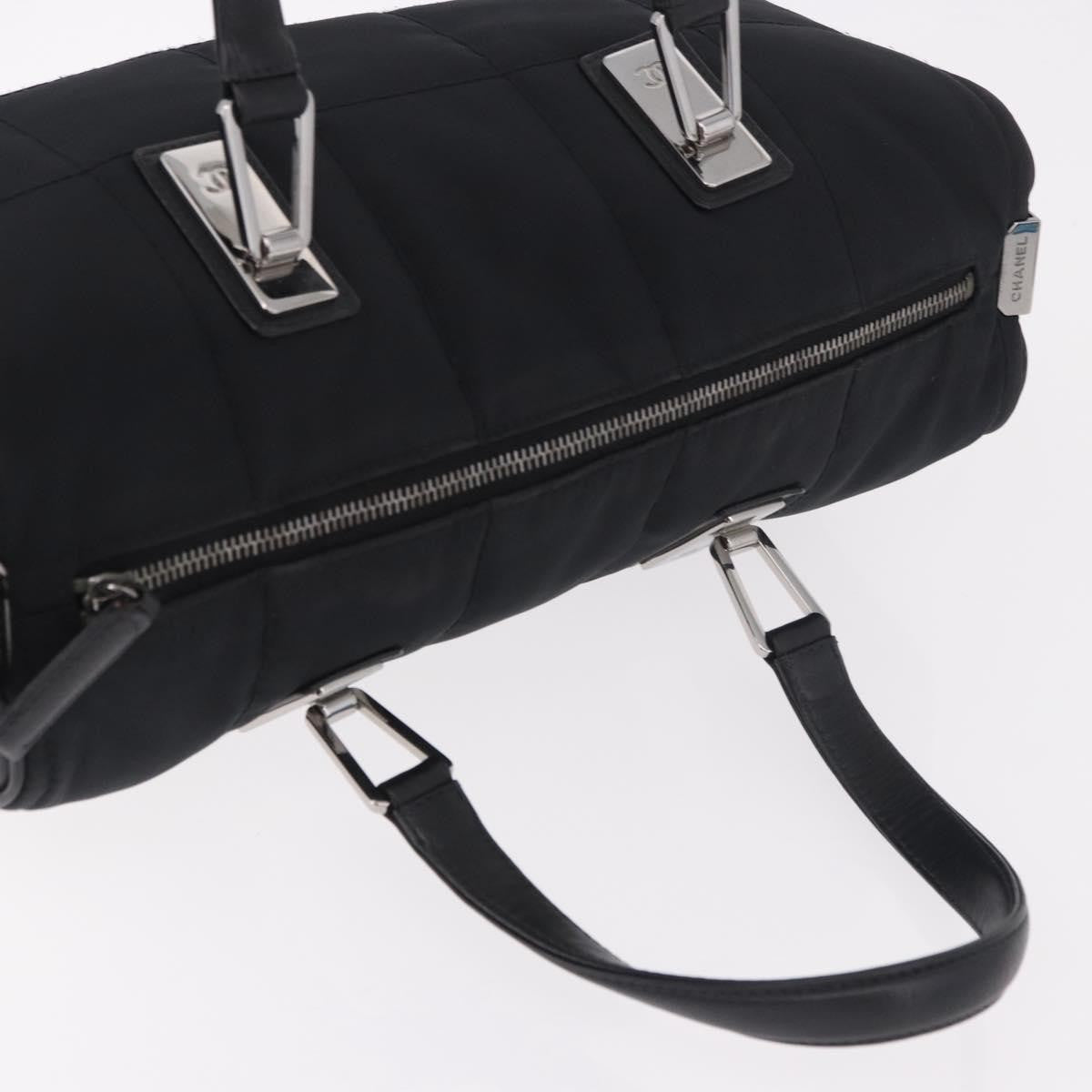 Chanel Square Stitch Boston Quilted Nylon Black Nylon Handbag (Pre-Owned)