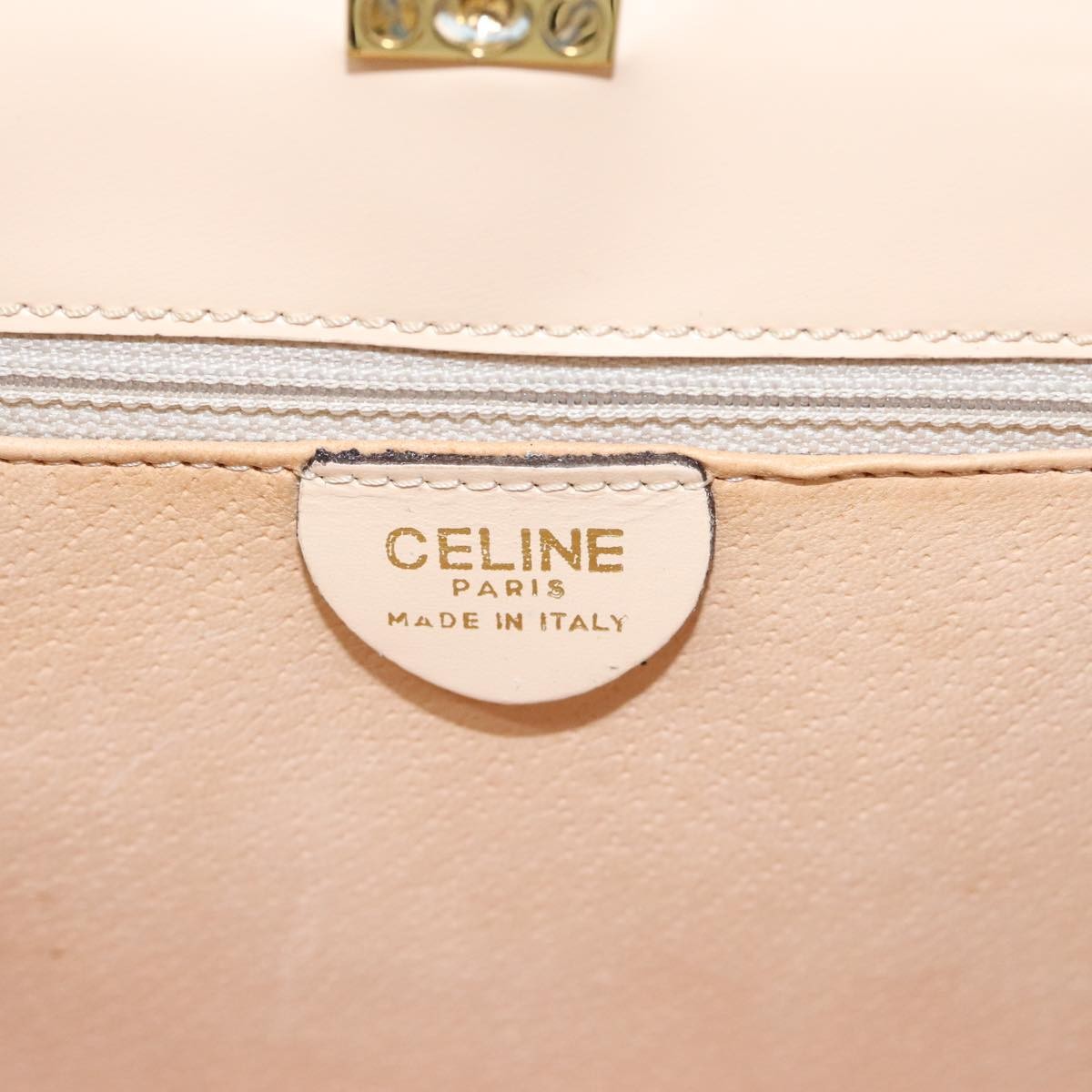 Celine Vintage Leather Ecru Leather Handbag (Pre-Owned)