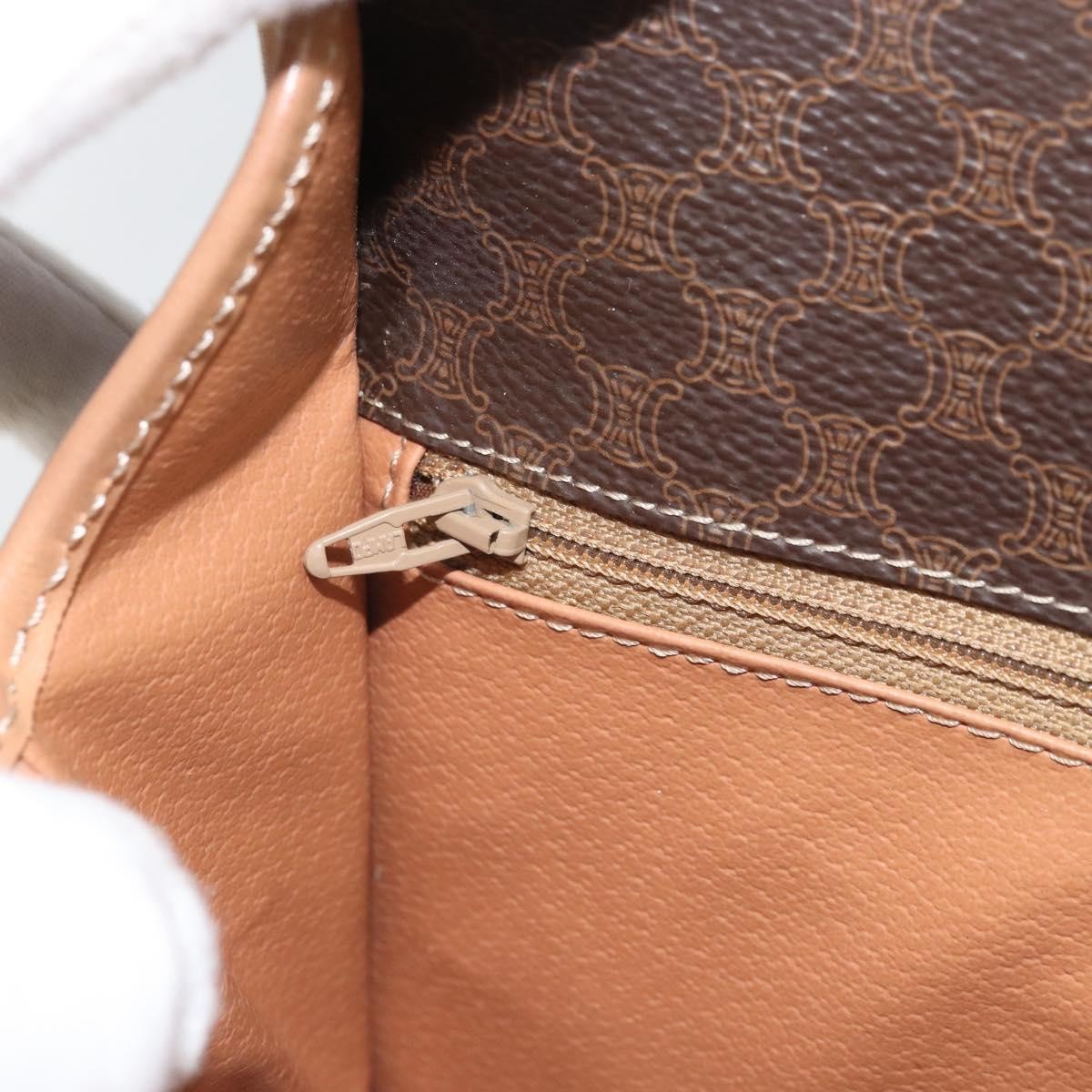 Celine Vintage Macadam Circle Logo Canvas And Leather Brown Pvc Shoulder Bag Bag (Pre-Owned)