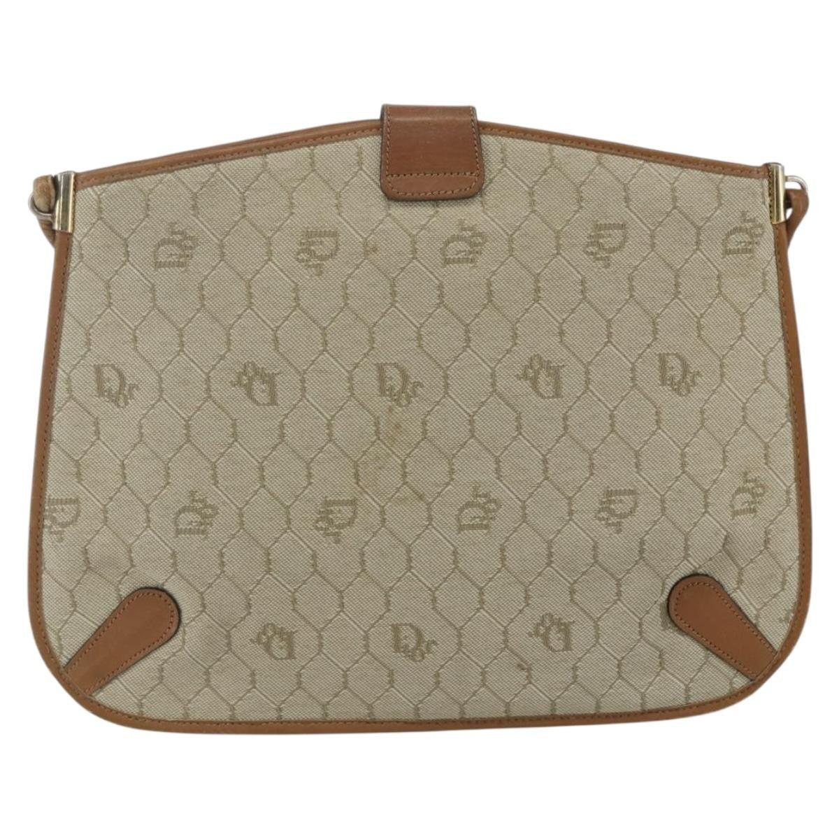 Christian Dior Vintage Honeycomb Canvas And Leather Beige Canvas Shoulder Bag Bag (Pre-Owned)
