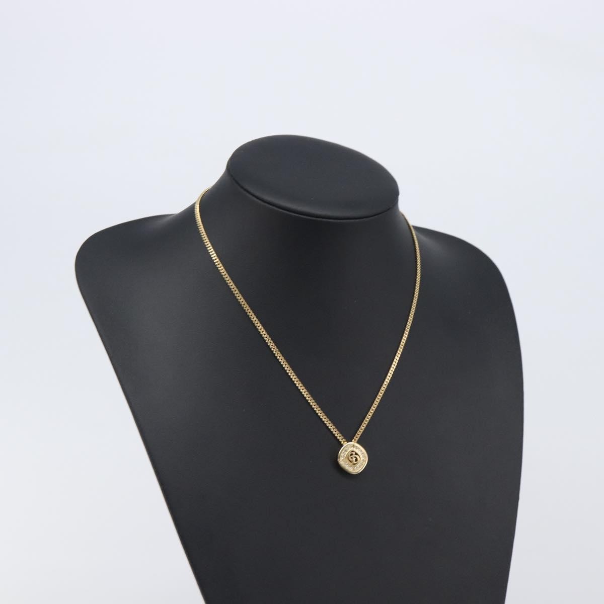Christian Dior Cd Cube Charms Pendant Metal With Crystals Gold Metal Necklace Jewelry (Pre-Owned)