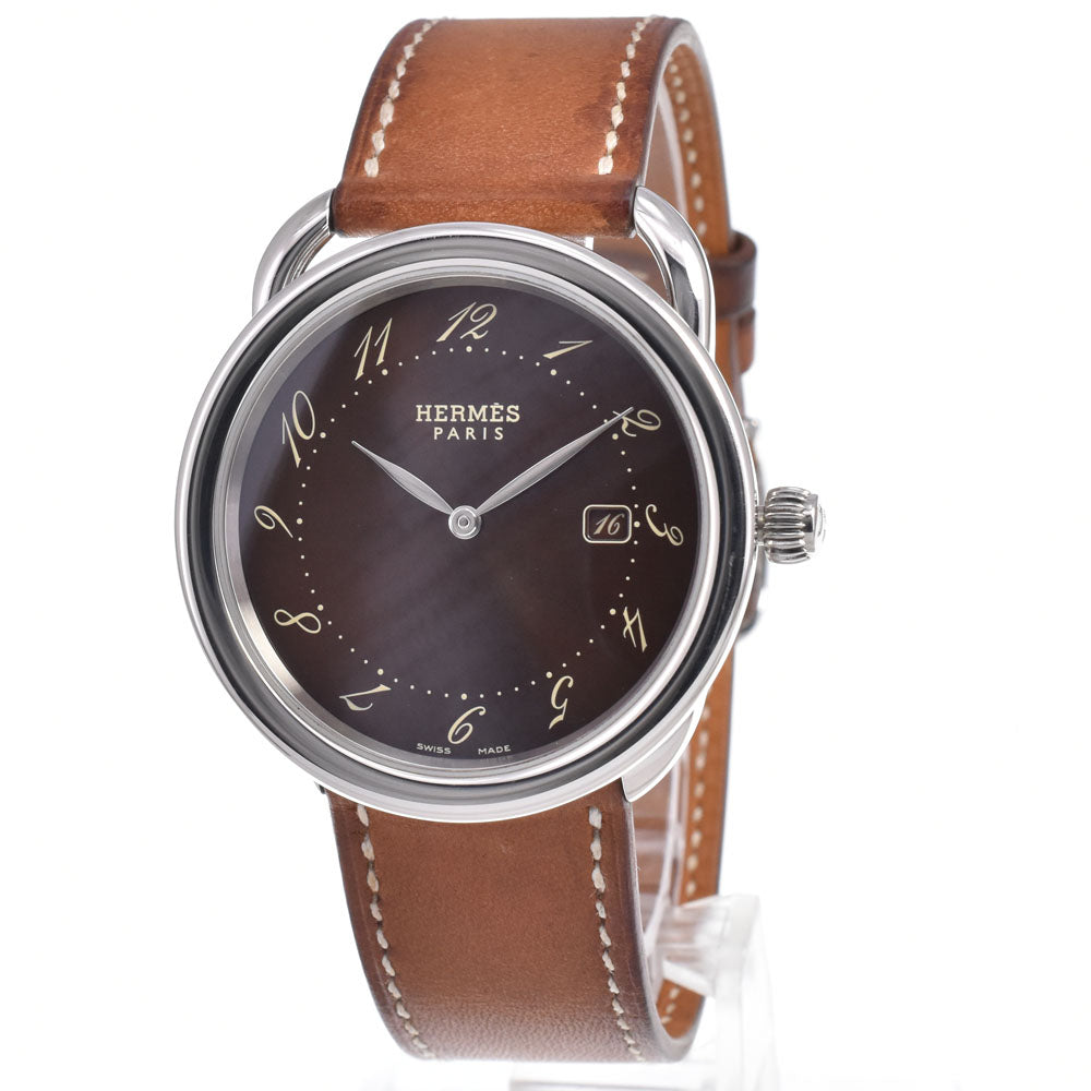 Hermes Arceau Quartz Stainless Steel And Alligator Watch (Pre-Owned)