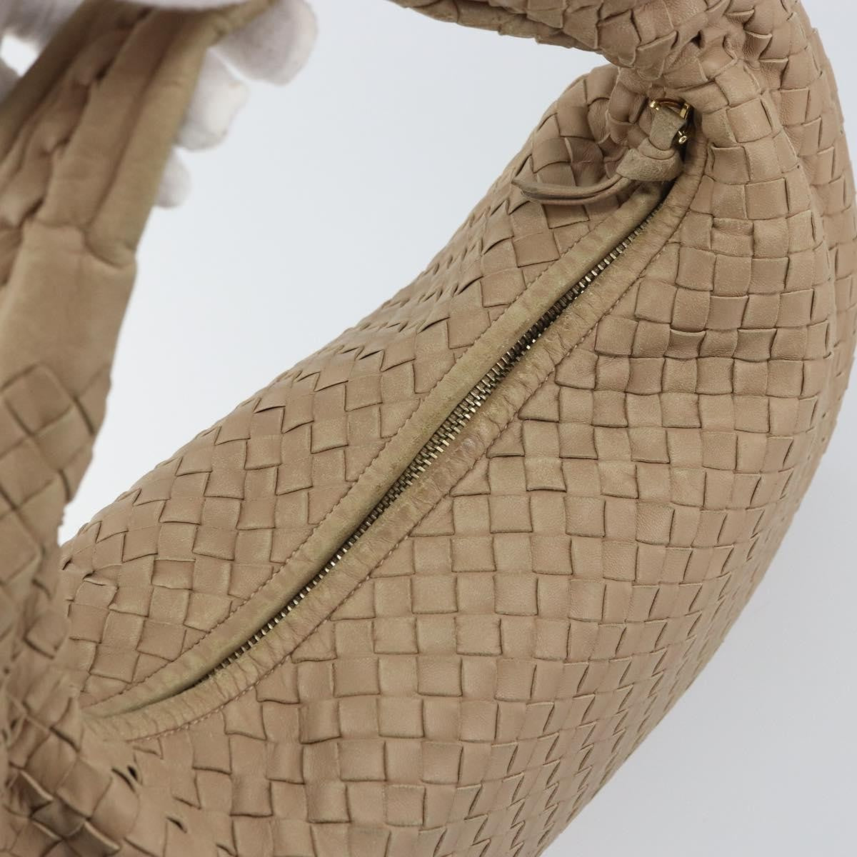 Bottega Veneta Veneta Hobo Intrecciato Nappa Beige Leather Shoulder Bag Bag (Pre-Owned)