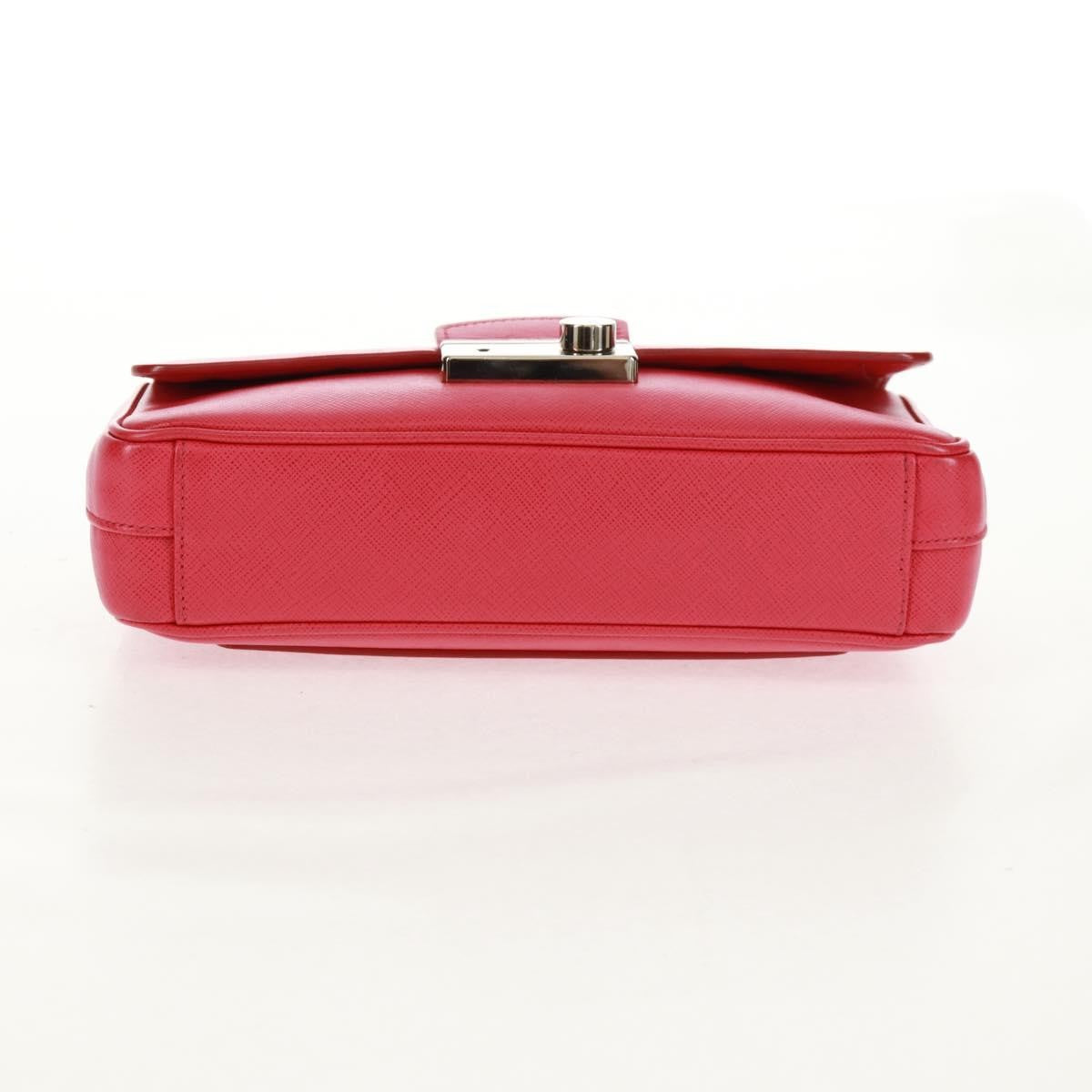 Prada Sound Chain Saffiano Leather Red Leather Shoulder Bag Bag (Pre-Owned)