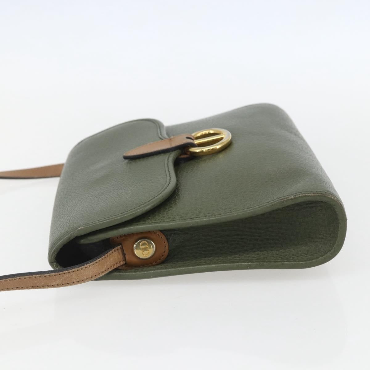 Christian Dior Vintage Leather Khaki Leather Shoulder Bag Bag (Pre-Owned)