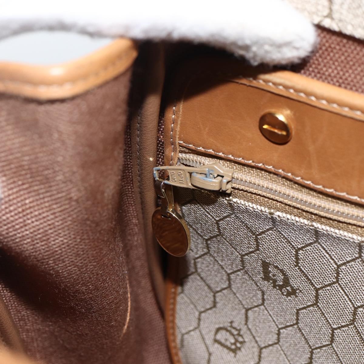 Christian Dior Vintage Honeycomb Canvas And Leather Beige Canvas Shoulder Bag Bag (Pre-Owned)