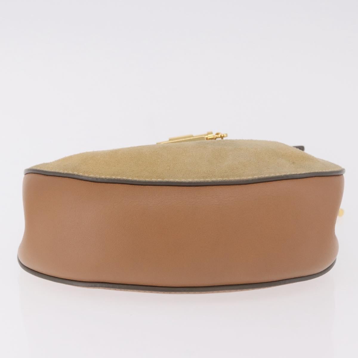 Chloe Drew Shoulder Leather Beige Suede Handbag (Pre-Owned)