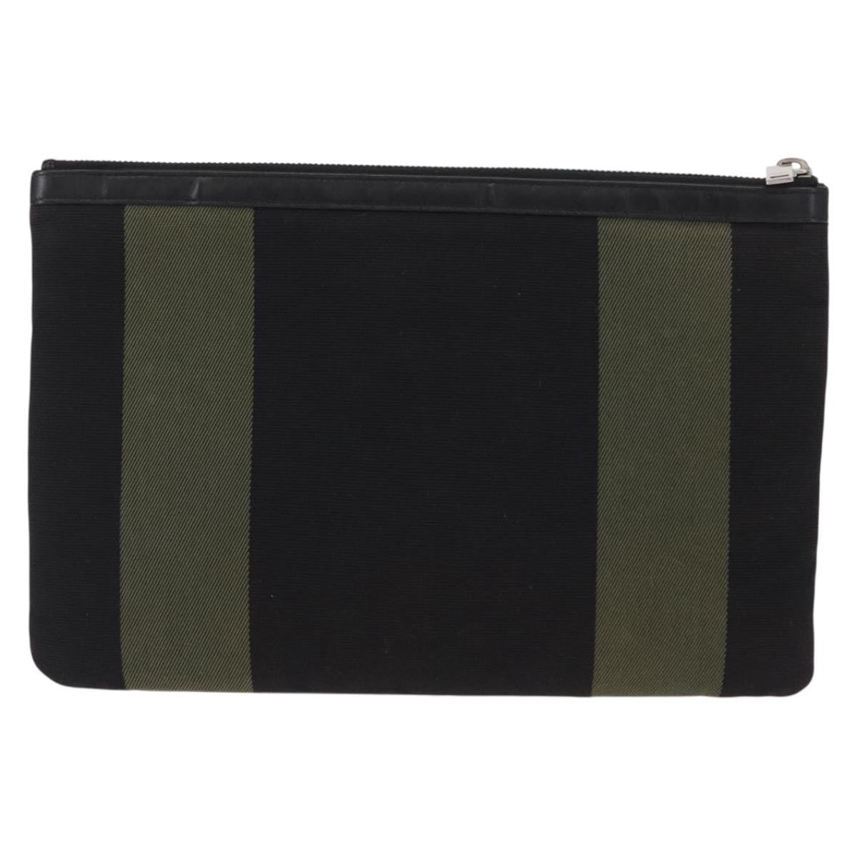 Saint Laurent Beach Zip Canvas Khaki Canvas Clutche & Pouche Bag (Pre-Owned)