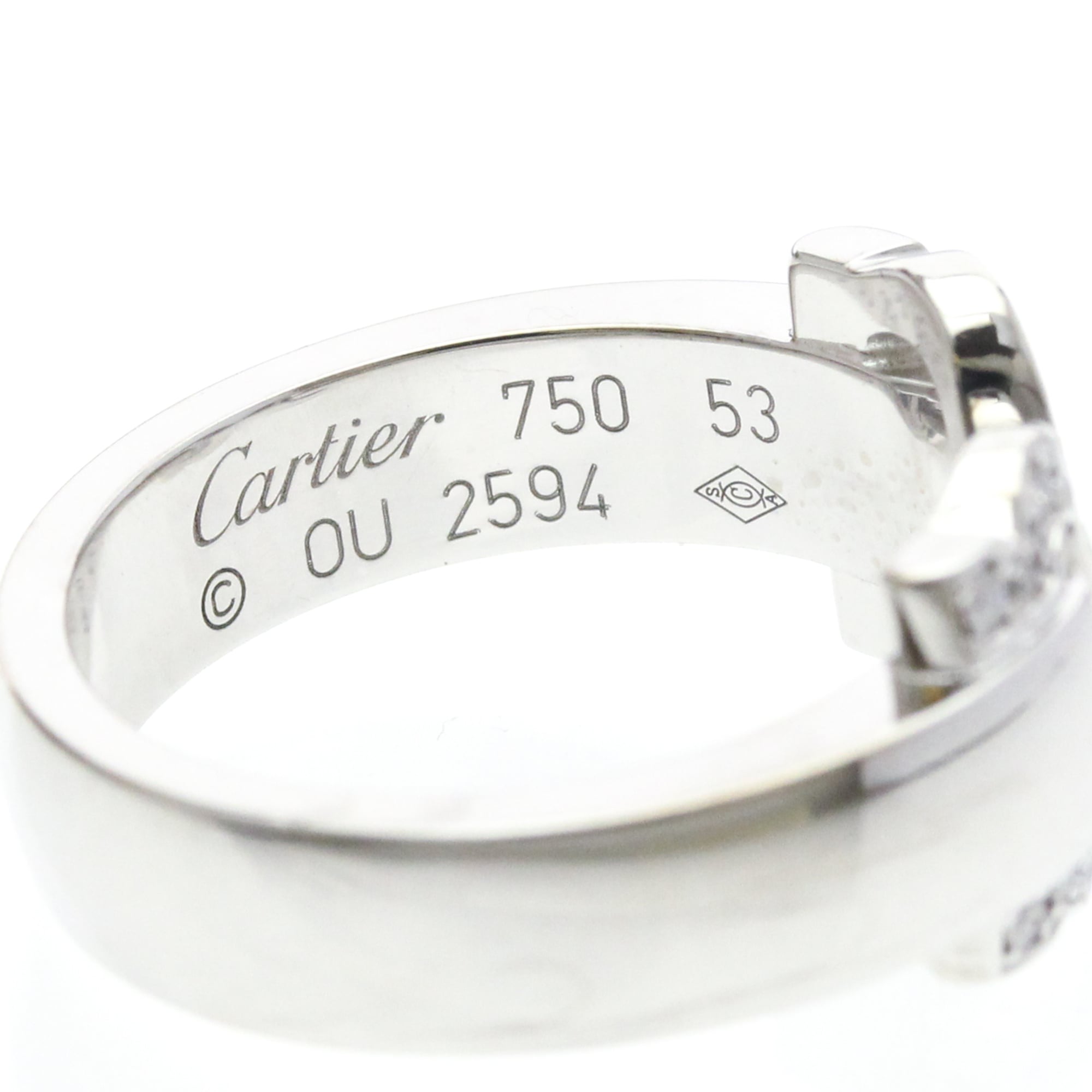 Cartier 2C De Cartier 18K White Gold Silver White_Gold Ring Jewelry (Pre-Owned)