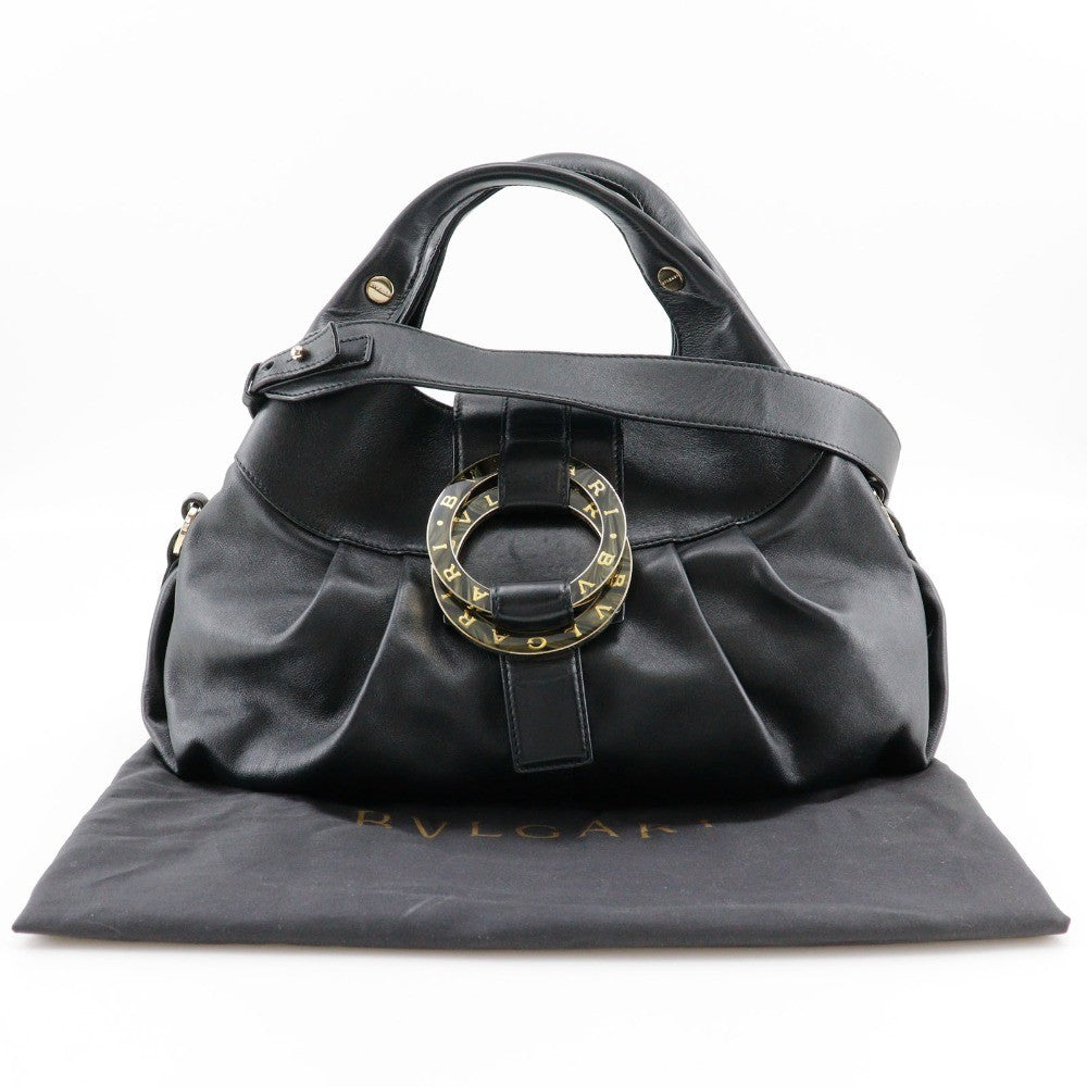 Bvlgari Chandra Hobo Leather Black Leather Handbag (Pre-Owned)