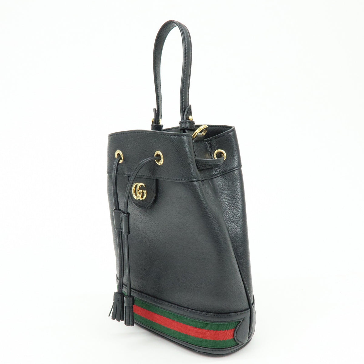 Gucci Ophidia Bucket Leather Black Leather Handbag (Pre-Owned)