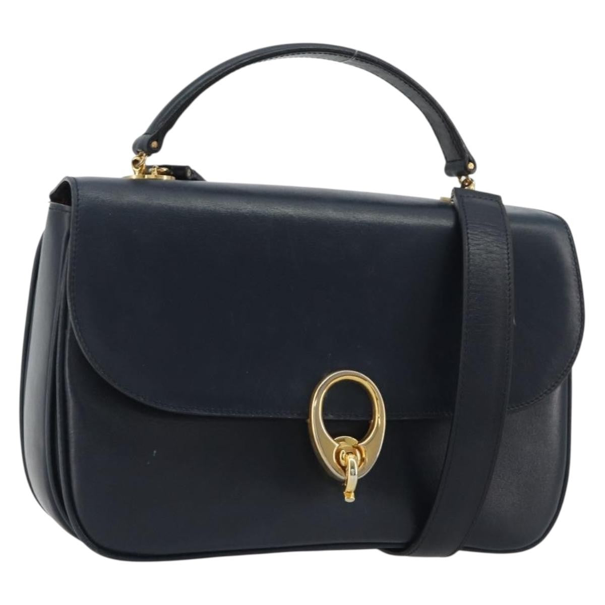 Celine Flap Shoulder Leather Navy Leather Shoulder Bag Bag (Pre-Owned)