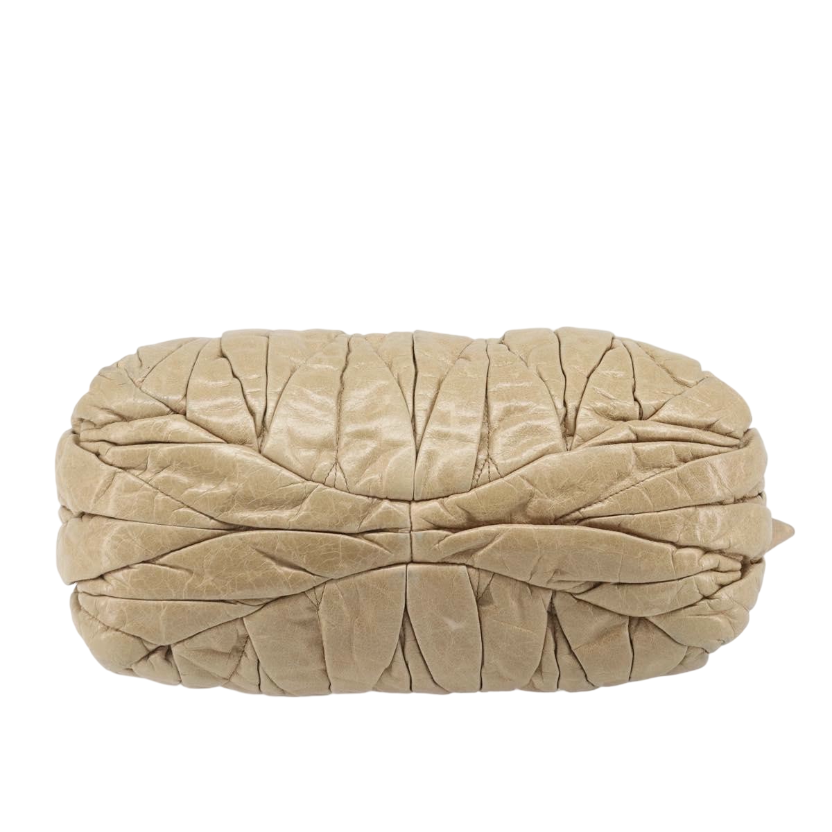 Miu Miu Coffer Convertible Satchel Matelasse Leather Beige Leather Handbag (Pre-Owned)