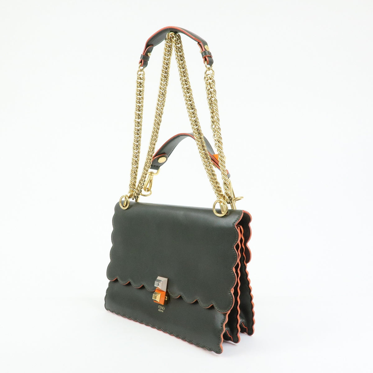 Fendi Kan I Leather Green Leather Shoulder Bag Bag (Pre-Owned)