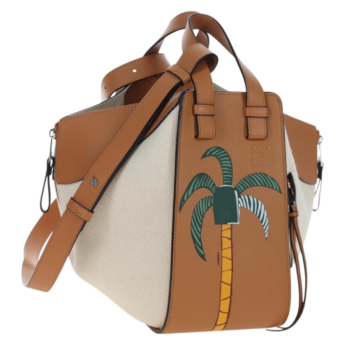 Loewe Ken Price Hammock Printed Leather And Canvas Beige Canvas Handbag (Pre-Owned)