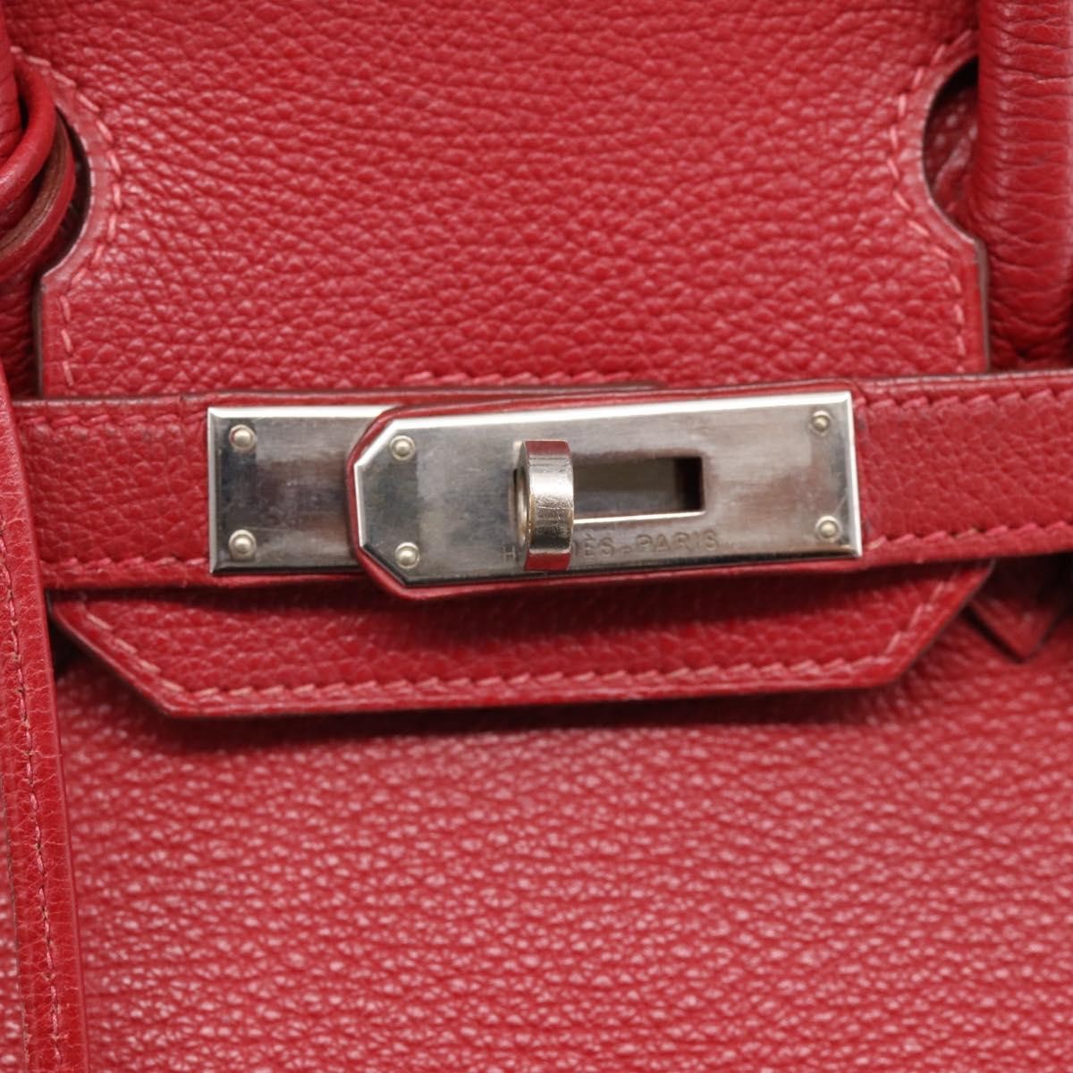 Hermes Birkin Red Togo With Palladium Hardware Red Leather Handbag (Pre-Owned)