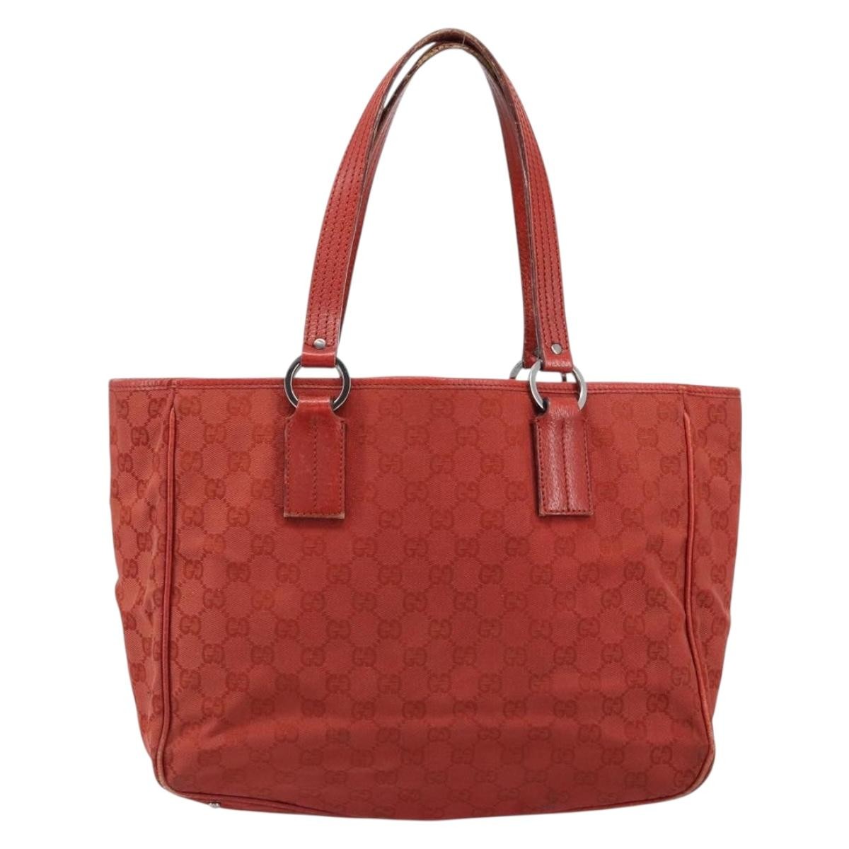 Gucci Vintage Open Tote Gg Canvas And Leather Red Canvas Tote Bag Bag (Pre-Owned)