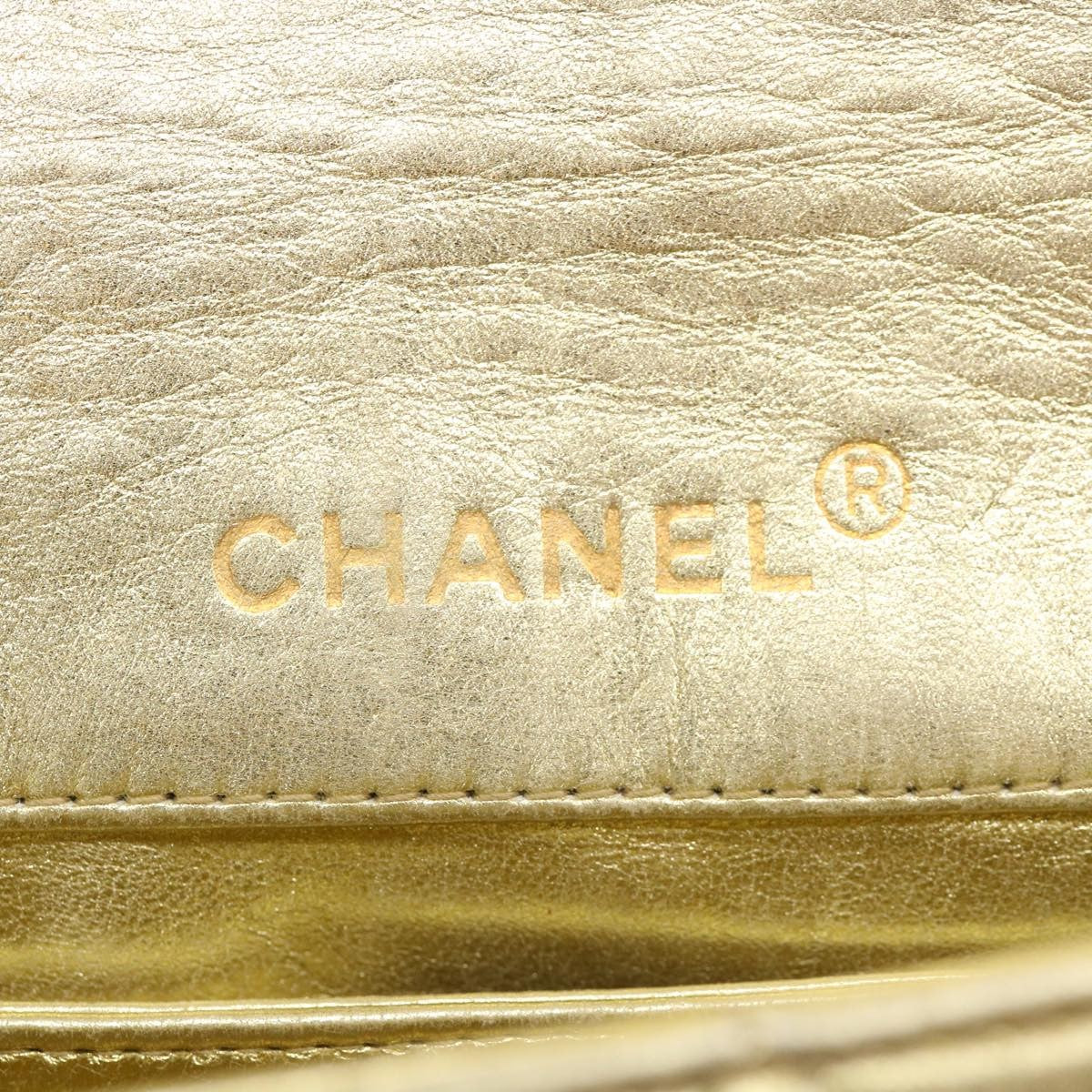 Chanel Vintage Cc Chain Flap Quilted Lambskin Gold Leather Shoulder Bag Bag (Pre-Owned)